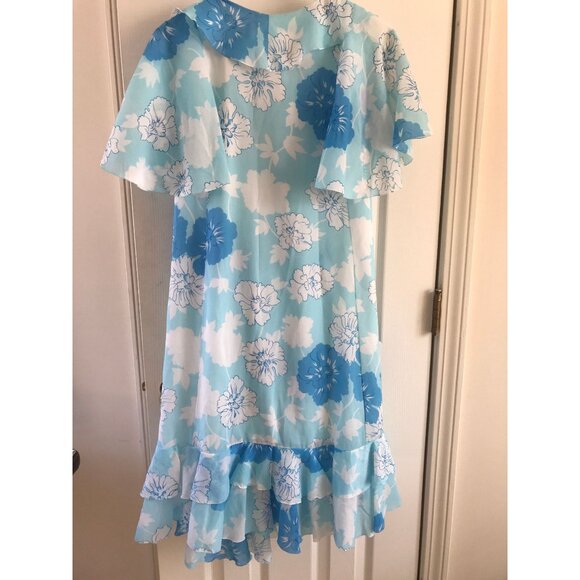 Vtg Negligée 1970's "LALA" Saks Fifth Avenue Blue Floral Lingerie 3 Piece - Picture 9 of 10